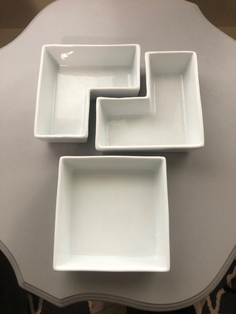 3 piece white ceramic appetizer dip set - Picture 2 of 4